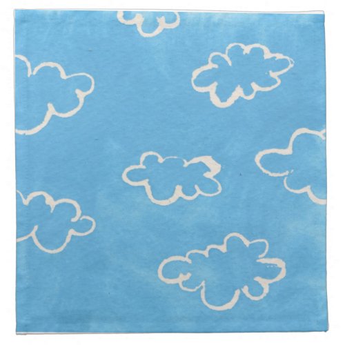 Blue Fluffy Clouds Baby Boy Shower Napkins