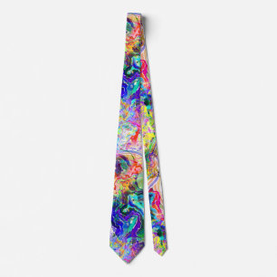Blue Fluid Abstract Batik Ink Dye Neck Tie
