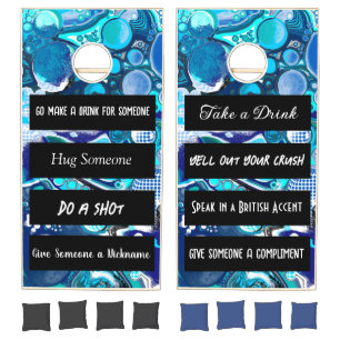 Blue Fluid Art   Funny Rules Cornhole Se Set