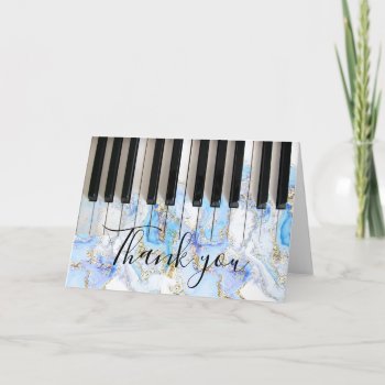Blue Fluid Marble Music Piano Thank You by musickitten at Zazzle