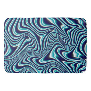Blue Fluid Marbling Painting Bath Mat