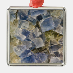 Blue Fluorite Crystals in Matrix Metal Ornament