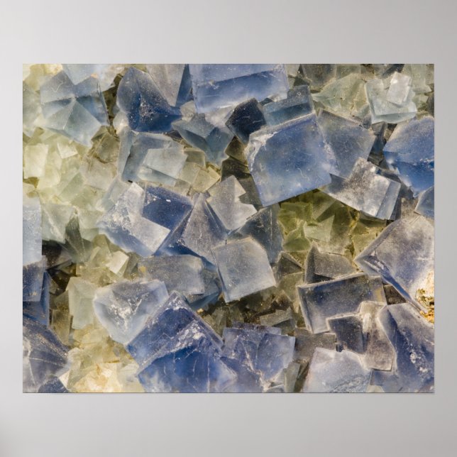 Blue Fluorite Crystals in Matrix Poster (Front)