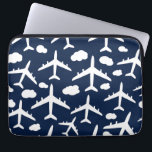 Blue flying airplanes aircraft pattern  laptop sleeve<br><div class="desc">Blue flying airplanes aircraft pattern design</div>