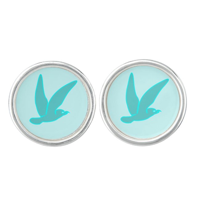 Blue Flying Bird Cufflinks (Front)