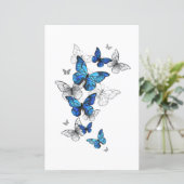 Blue Flying Butterflies Morpho (Standing Front)