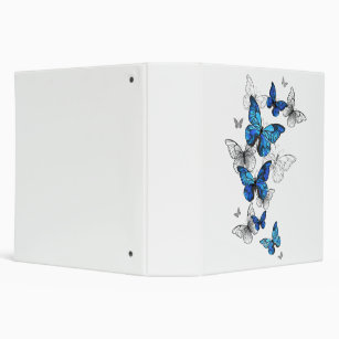 Blue Flying Butterflies Morpho 3 Ring Binder