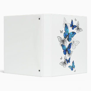 Blue Flying Butterflies Morpho 3 Ring Binder