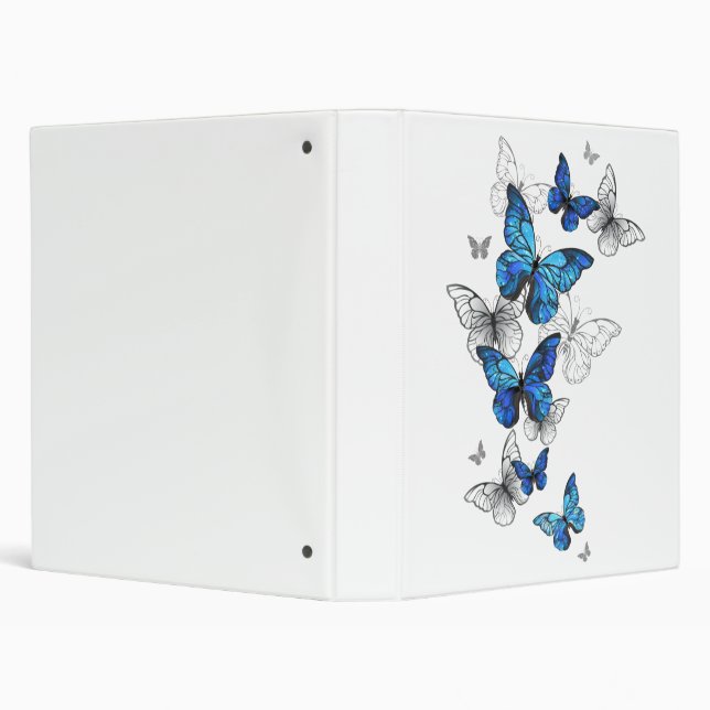 Blue Flying Butterflies Morpho 3 Ring Binder (Background)