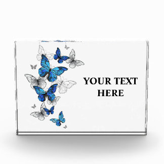 Blue Flying Butterflies Morpho Acrylic Award