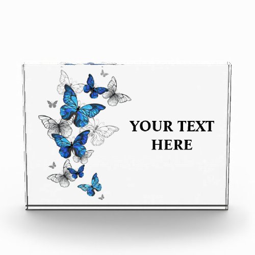 Blue Flying Butterflies Morpho Acrylic Award