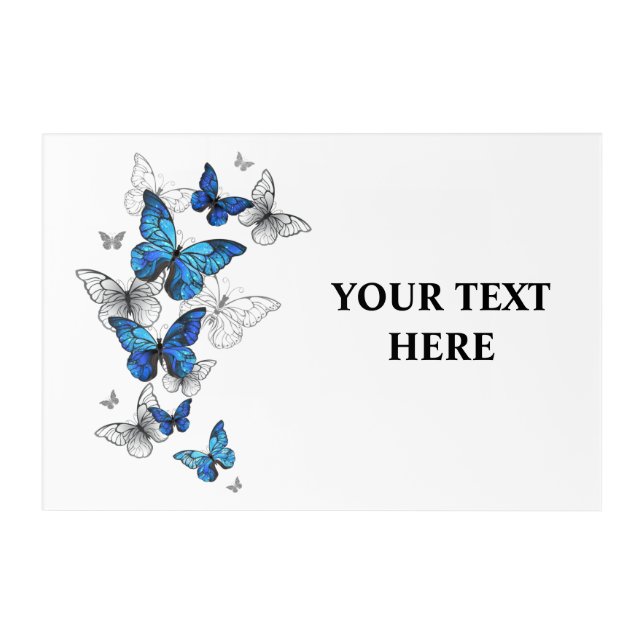 Blue Flying Butterflies Morpho Acrylic Print (Front)