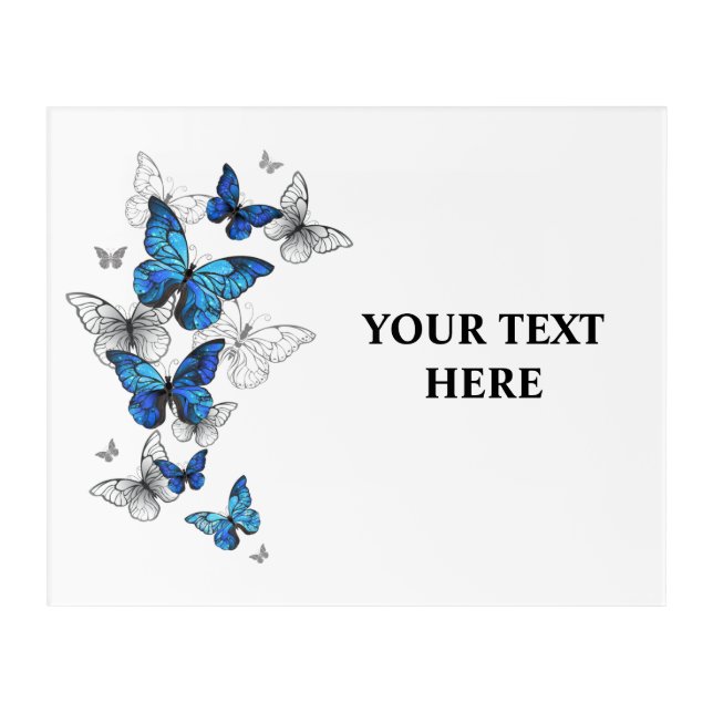 Blue Flying Butterflies Morpho Acrylic Print (Front)