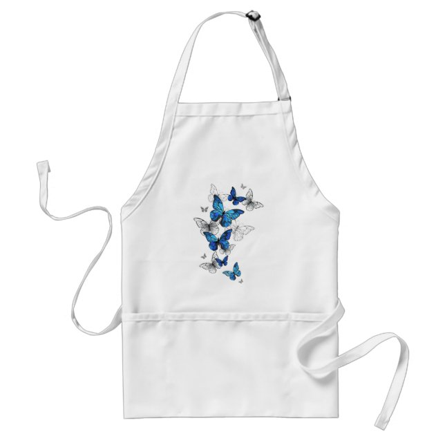 Blue Flying Butterflies Morpho Adult Apron (Front)