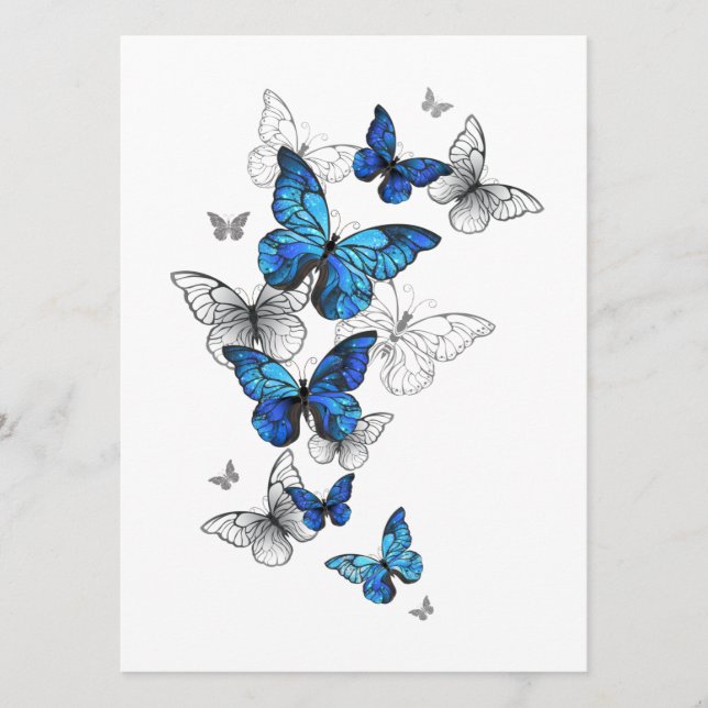 Blue Flying Butterflies Morpho Advice Card (Front)