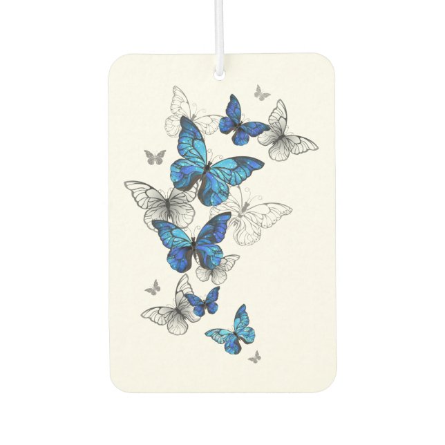 Blue Flying Butterflies Morpho Air Freshener (Front)