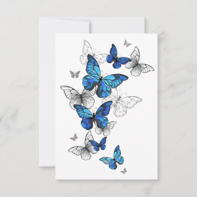 Blue Flying Butterflies Morpho Announcement (Front)