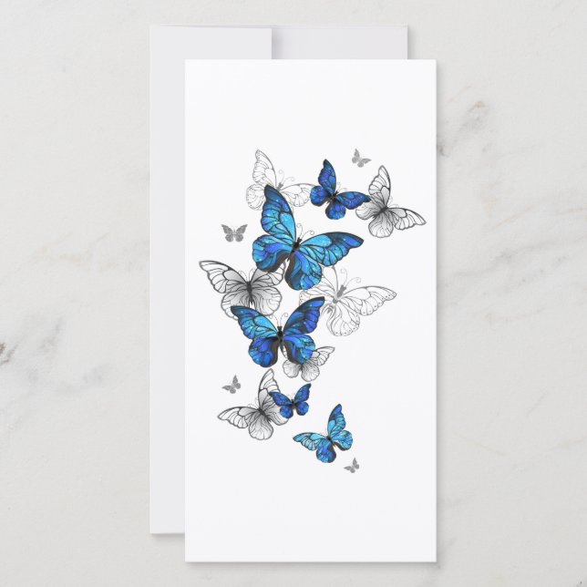 Blue Flying Butterflies Morpho Announcement (Front)