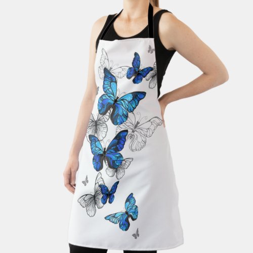 Blue Flying Butterflies Morpho Apron