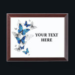 Blue Flying Butterflies Morpho Award Plaque<br><div class="desc">Flying Blue Butterflies morpho and white butterflies on a light abstract background. Morpho. Design with blue butterflies morpho.</div>