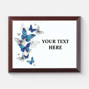 Blue Flying Butterflies Morpho Award Plaque