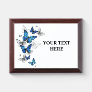 Blue Flying Butterflies Morpho Award Plaque