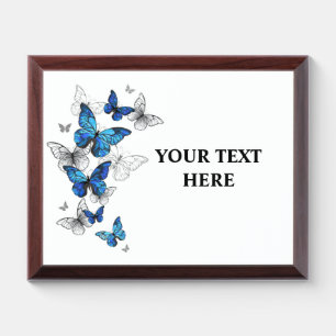 Blue Flying Butterflies Morpho Award Plaque