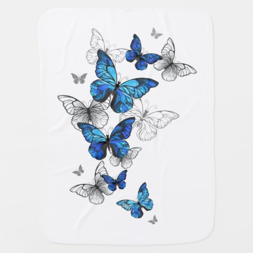 Blue Flying Butterflies Morpho Baby Blanket