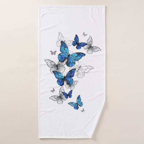 Blue Flying Butterflies Morpho Bath Towel