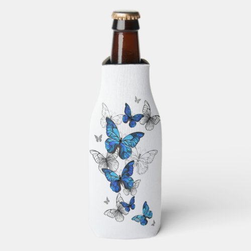 Blue Flying Butterflies Morpho Bottle Cooler