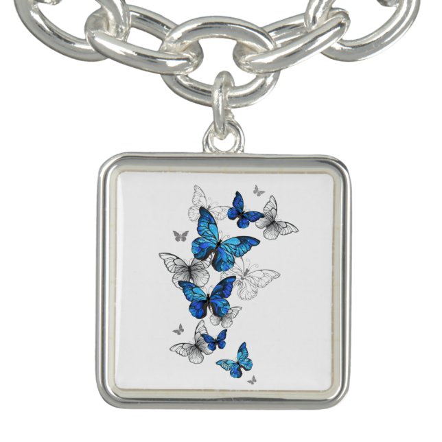 Blue Flying Butterflies Morpho Bracelet (Design)