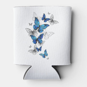 Blue Flying Butterflies Morpho Can Cooler