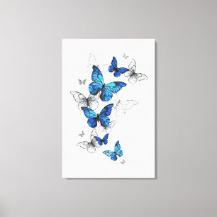 Blue Flying Butterflies Morpho Canvas Print