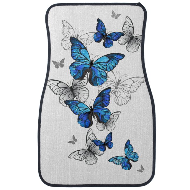 Blue Flying Butterflies Morpho Car Floor Mat (Front)