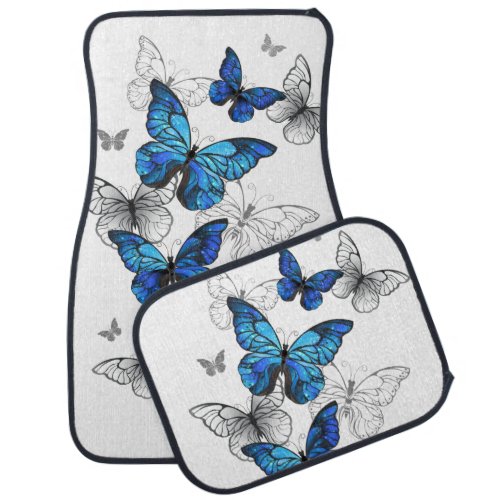 Blue Flying Butterflies Morpho Car Floor Mat