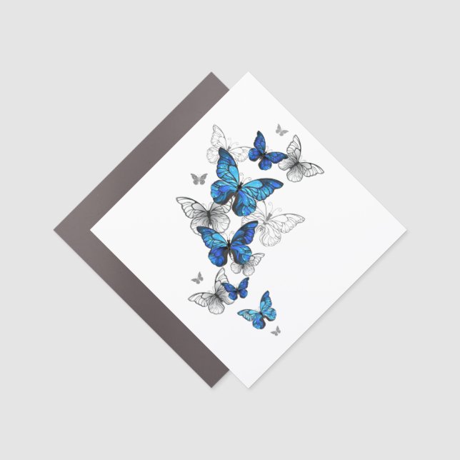 Blue Flying Butterflies Morpho Car Magnet (Front)