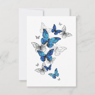 Blue Flying Butterflies Morpho Card