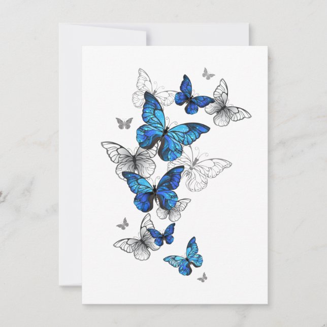 Blue Flying Butterflies Morpho Card (Front)