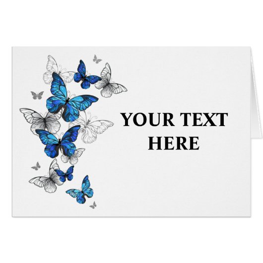 Blue Flying Butterflies Morpho Cards (Front Horizontal)
