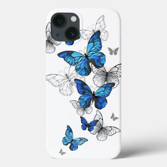 Blue Flying Butterflies Morpho Case-Mate iPhone Case (Back)