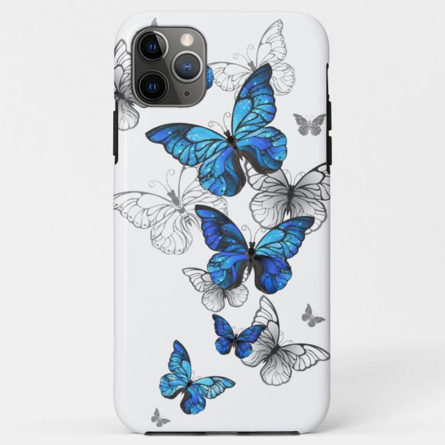 Blue Flying Butterflies Morpho Case-Mate iPhone Case (Back)