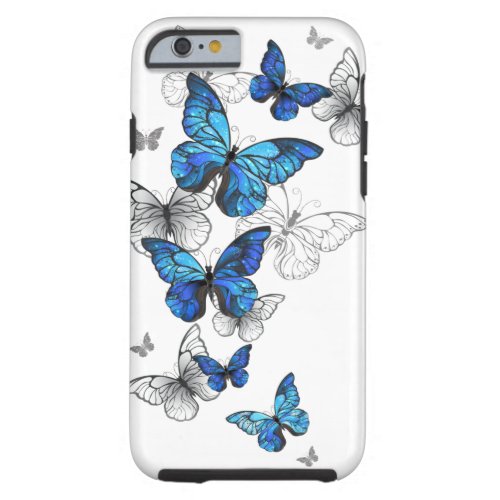 Blue Flying Butterflies Morpho Tough iPhone 6 Case