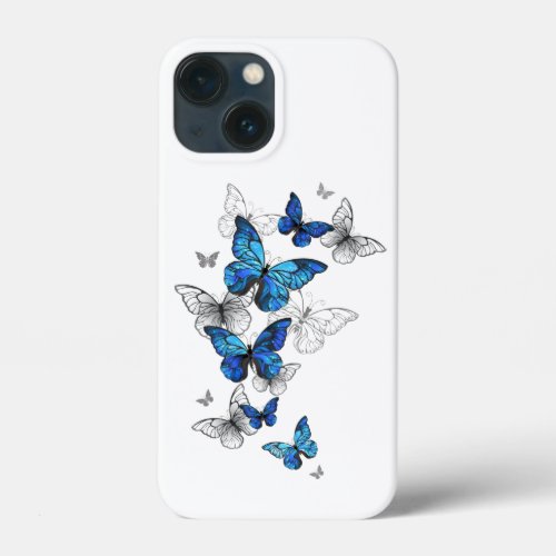 Blue Flying Butterflies Morpho iPhone 13 Mini Case