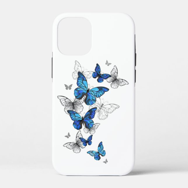 Blue Flying Butterflies Morpho Case-Mate iPhone Case (Back)