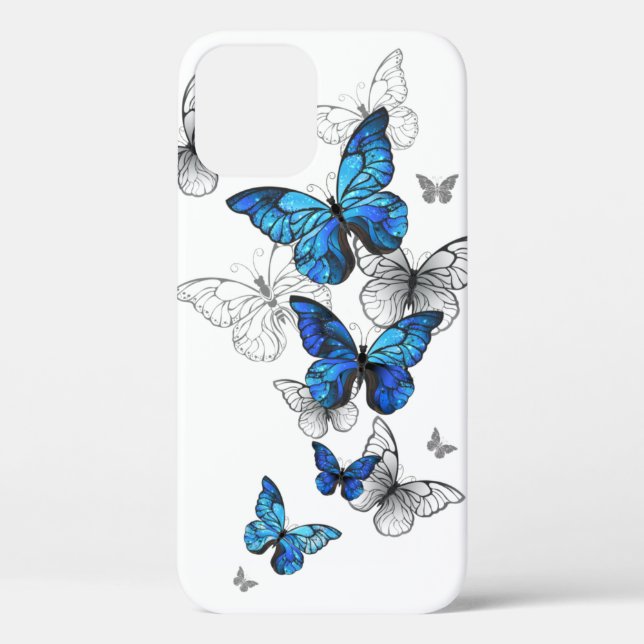 Blue Flying Butterflies Morpho Case-Mate iPhone Case (Back)
