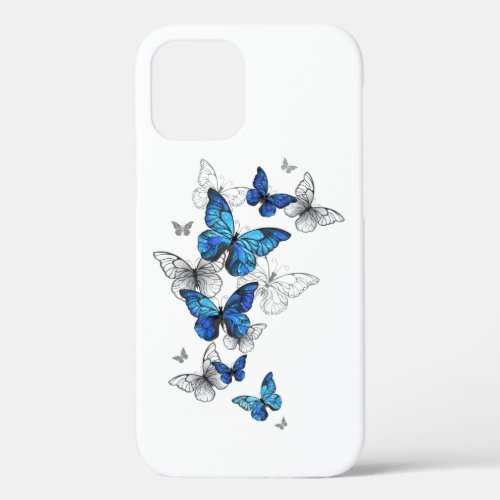 Blue Flying Butterflies Morpho iPhone 12 Pro Case
