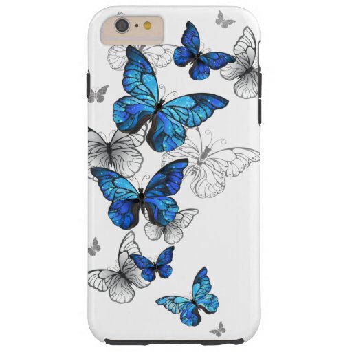 Blue Flying Butterflies Morpho Tough iPhone 6 Plus Case