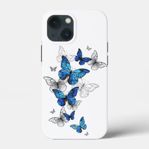 Blue Flying Butterflies Morpho iPhone 13 Mini Case