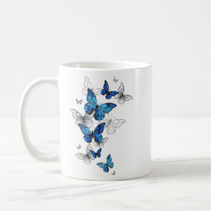 Blue Flying Butterflies Morpho Coffee Mug