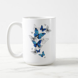 Blue Flying Butterflies Morpho Coffee Mug